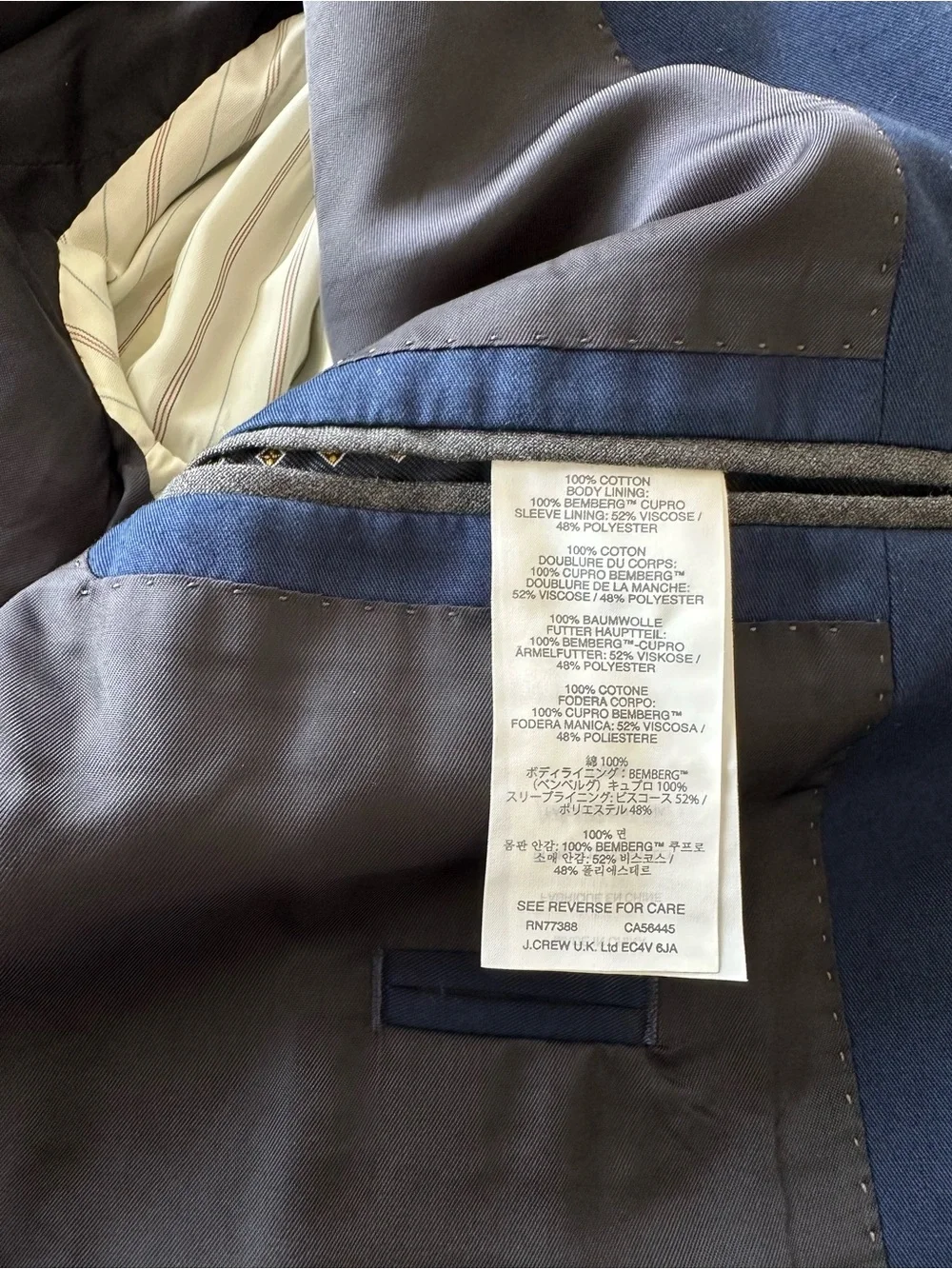 J. Crew Ludlow Men's Navy Blazer Larusmiani Italian Cotton Suit Jacket